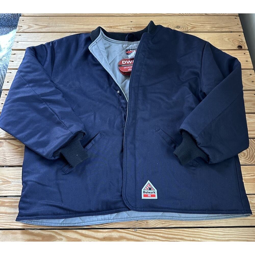 NWT Bulwark Flame Resistant Work Jacket Size 2XL Men’s Navy Full Zip